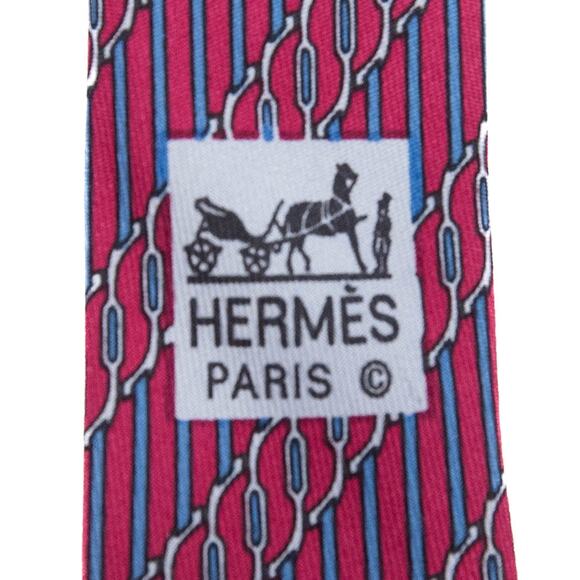 Hermes Designer Purple Blue 100% Silk Neck Tie - Picture 5 of 10
